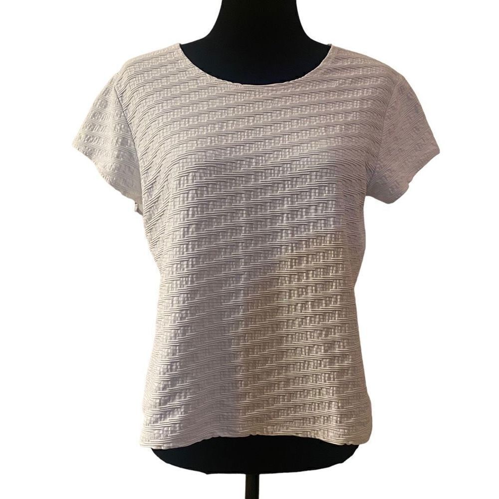 Talbots White Textured Pattern Top - image 1